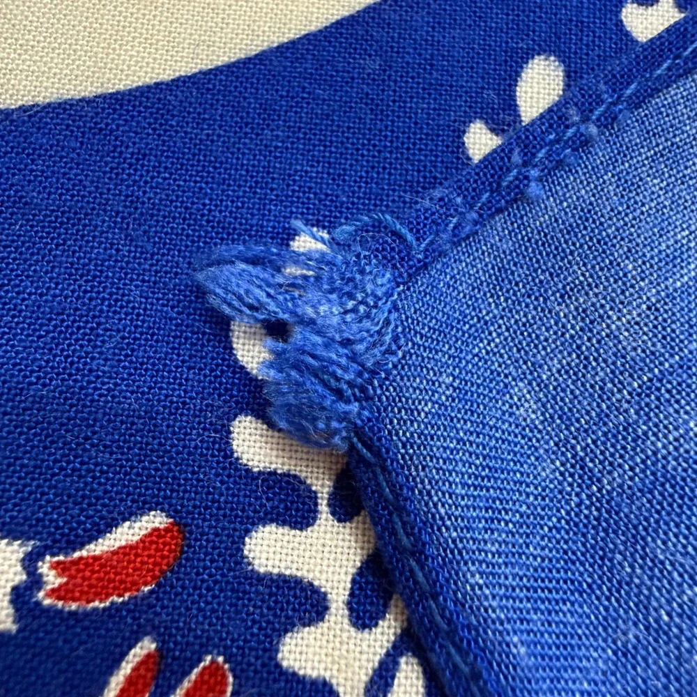 Vintage Swedish Bandanna Scarf Ahrnebergs AB Hand Printed Blue Folk Art 25